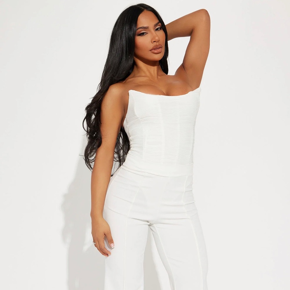 FashionNova White Corset Bodysuit